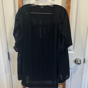 Torrid Black Button-Front Blouse